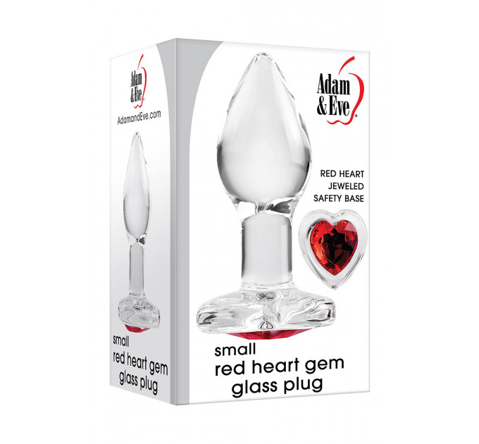 Скляний анальний затор ADAM ET EVE RED HEART GEM GLASS PLUG SMALL