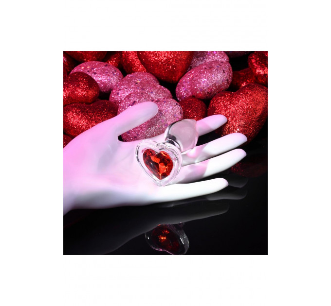 Скляний анальний затор ADAM ET EVE RED HEART GEM GLASS PLUG SMALL