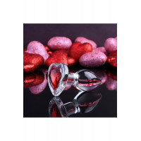 Стеклянная анальная пробка ADAM ET EVE RED HEART GEM GLASS PLUG SMALL