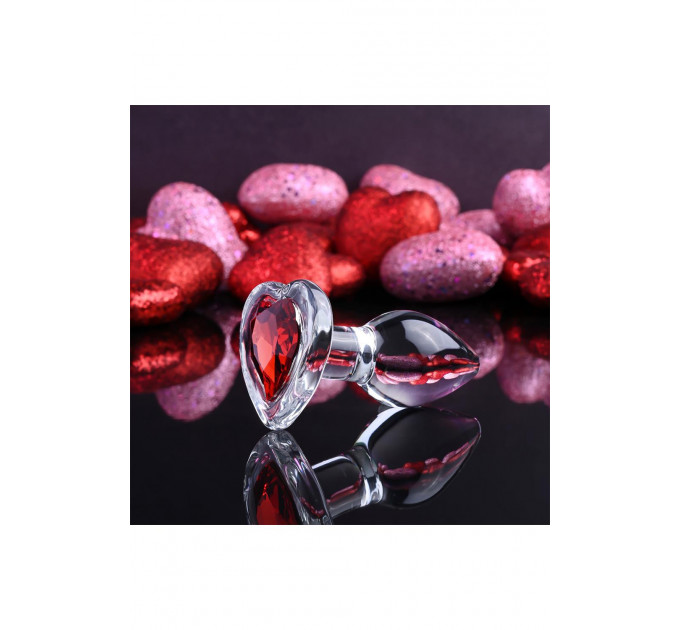 Скляний анальний затор ADAM ET EVE RED HEART GEM GLASS PLUG SMALL