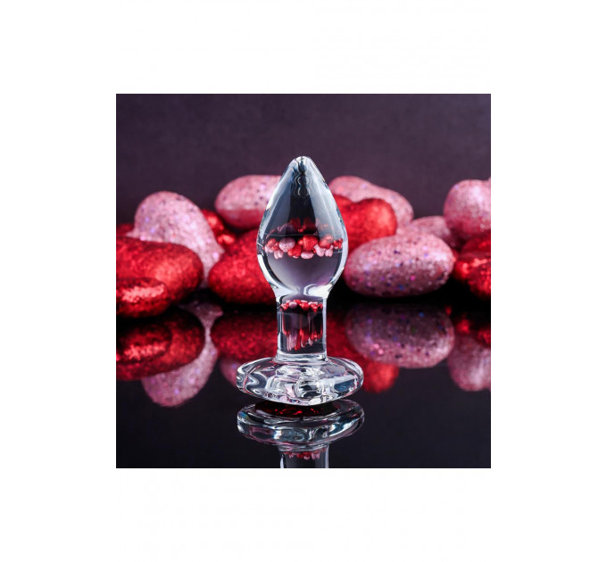 Скляний анальний затор ADAM ET EVE RED HEART GEM GLASS PLUG SMALL