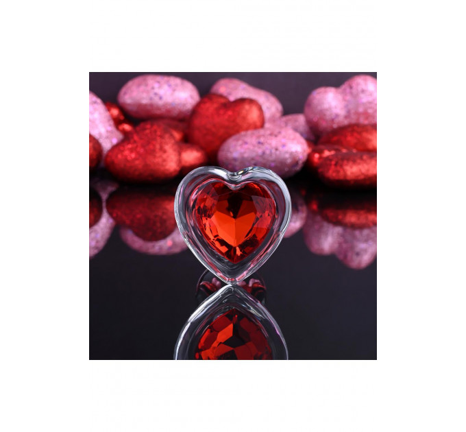 Скляний анальний затор ADAM ET EVE RED HEART GEM GLASS PLUG SMALL
