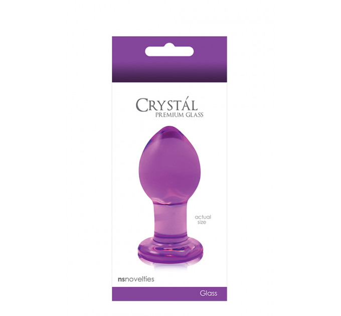 Стеклянная пробка NS Novelties Crystal Glass, фиолетовая, размер М