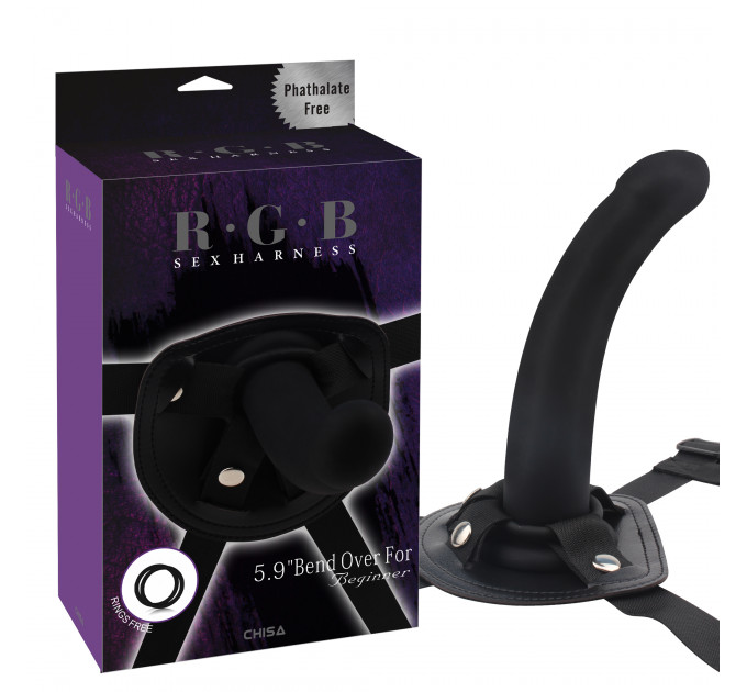 Страпон силіконовий на ременях Chisa R.G.B Bend Over For Beginner, чорний