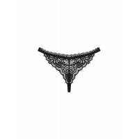 Трусики стринги с кружевной вставкой по попе Obsessive Maderris thong черный, M/L