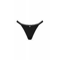 Трусики стринги с кружевной вставкой по попе Obsessive Maderris thong черный, M/L