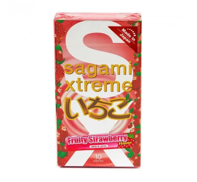 Ультратонкі презервативи Sagami Xtreme Strawberry 0,04 мм (ціна за упаковку, 10 шт.)