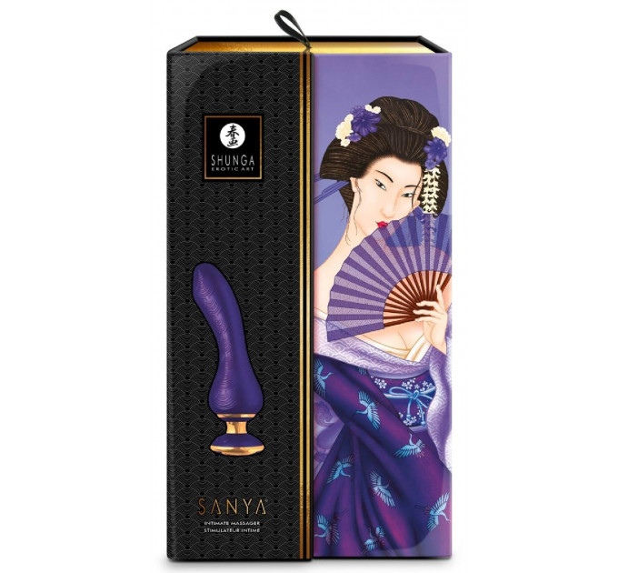 Вибратор Shunga Sanya с ручкой и подсветкой, фиолетовый, 18.5 см х 3.8 см