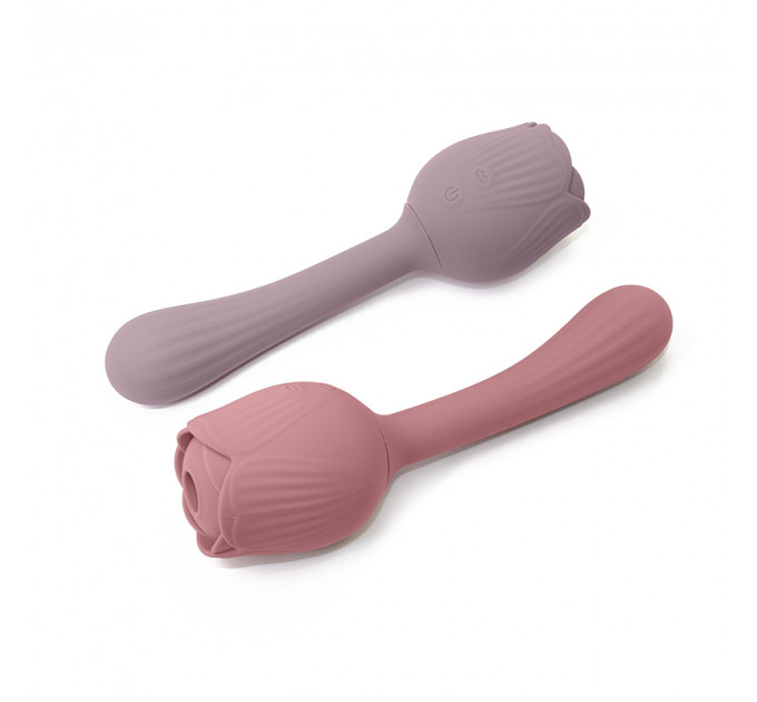 Вибратор в форме тюльпана с вакуумной стимуляцикй Sweet Em Velvet Lure Розовый