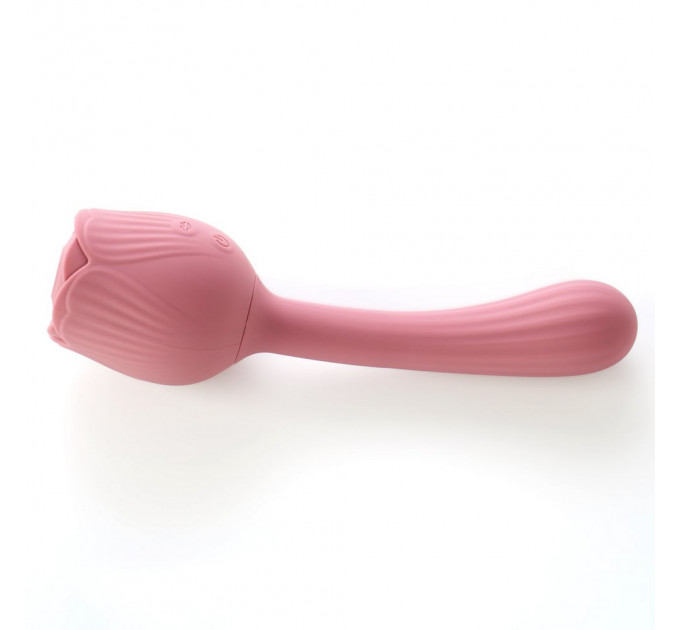 Вибратор в форме тюльпана с вакуумной стимуляцикй Sweet Em Velvet Lure Розовый