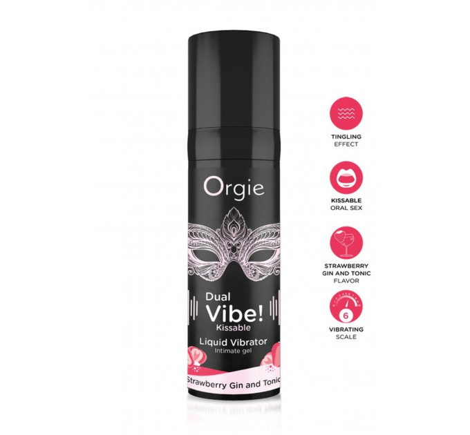 Рідкий вібратор Orgie DUAL VIBE! коктейль Джин-тонік полуниця, 15 мл
