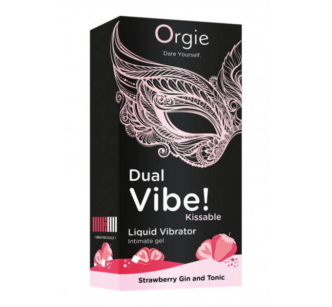 Рідкий вібратор Orgie DUAL VIBE! коктейль Джин-тонік полуниця, 15 мл