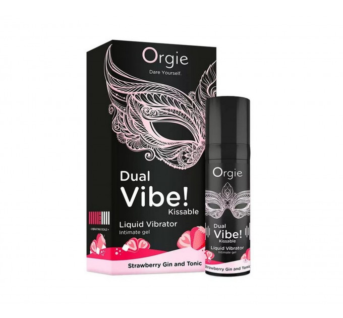 Рідкий вібратор Orgie DUAL VIBE! коктейль Джин-тонік полуниця, 15 мл