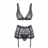 Комплект з поясом для панчіх Obsessive 856-SEG-1 3 pcs set XXL