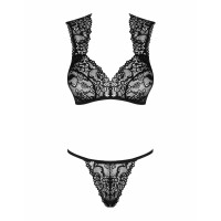 Комплект мереживної білизни Obsessive Elisetta set Black L / XL