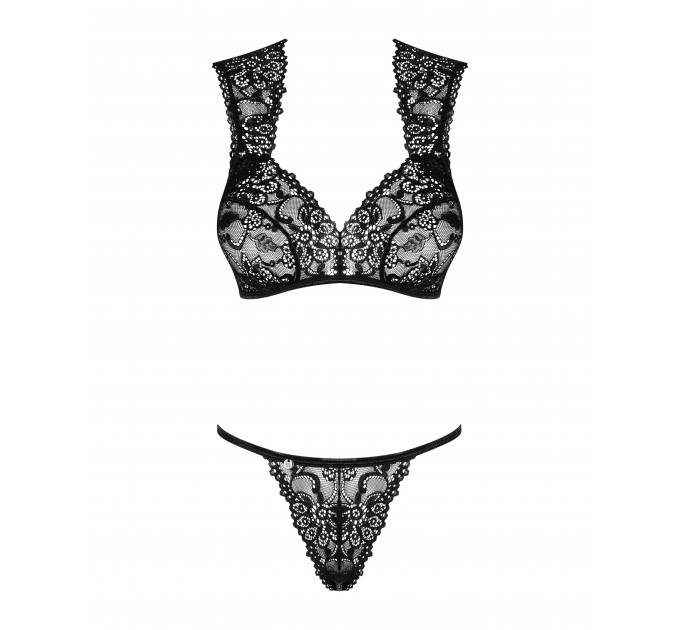 Комплект кружевного белья Obsessive Elisetta set Black L/XL