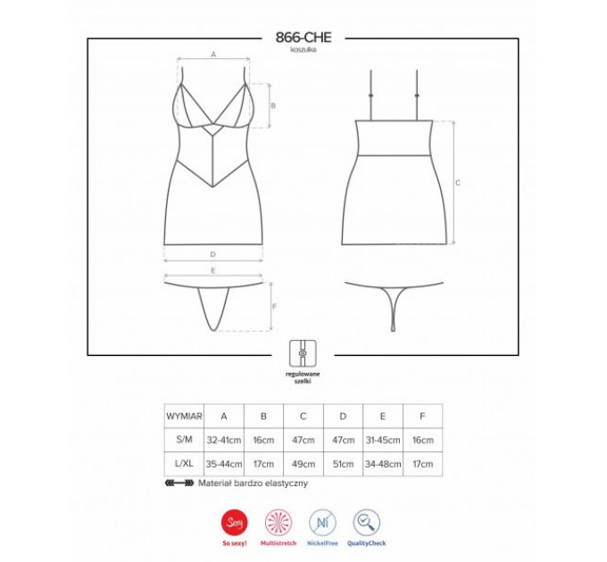 Сорочка Obsessive 866-CHE-1 chemise & thong L/XL
