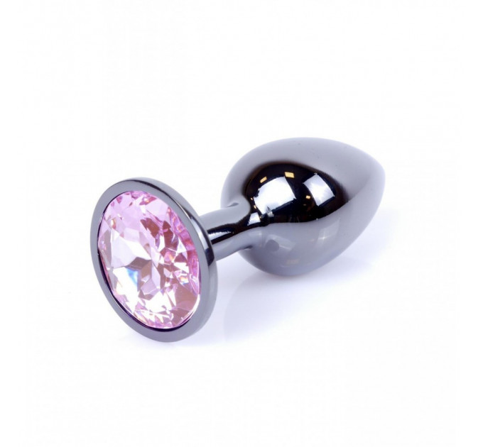 Анальная пробка с камнем Plug-Jewellery Dark Silver PLUG- Rose размер S