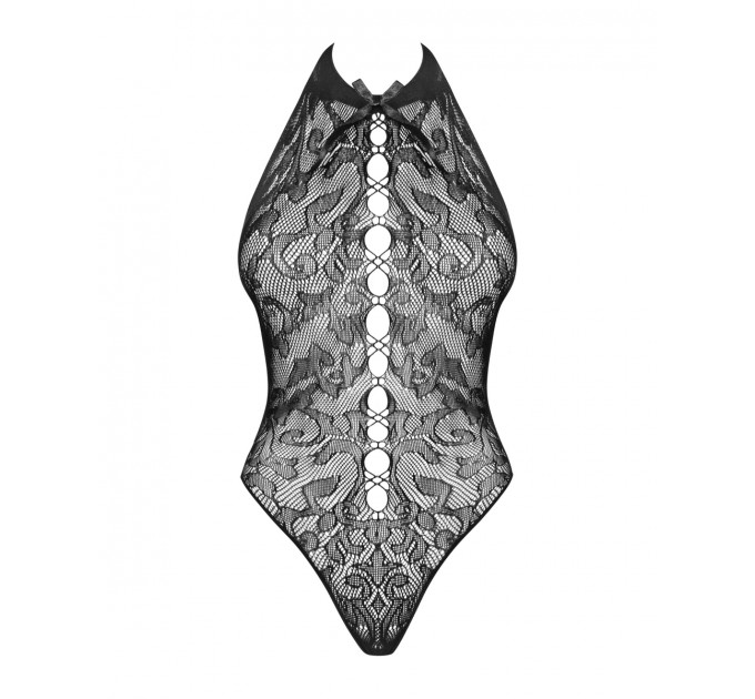 Боди с имитацией шнуровки и атласным бантиком Obsessive B119 черный, S/M/L