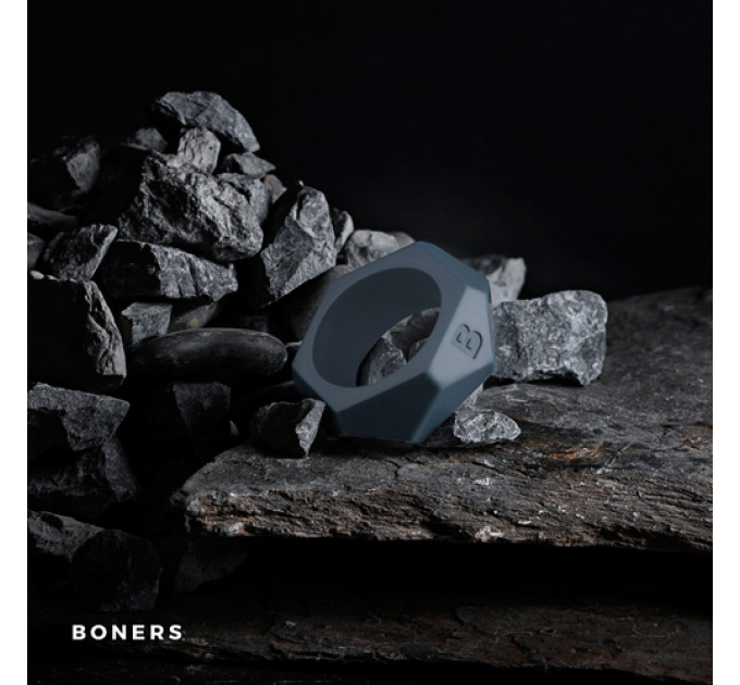 Ерекційне кільце із силікону Boners Diamond у вигляді гайки, сіре