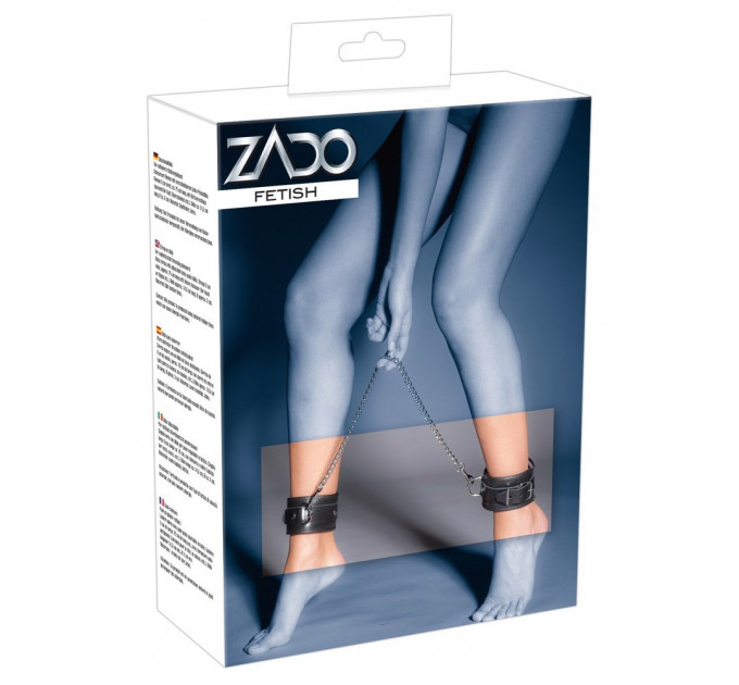 Кандалы на ноги ZADO FETISH из натуральной кожи, черные