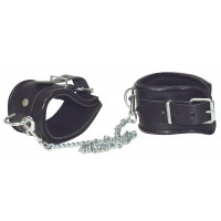 Кандалы на ноги ZADO FETISH из натуральной кожи, черные