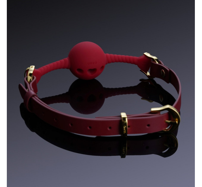Кляп шарик с отверстиями в виде сердца UPKO Desire for Mouth Bondage Collection, красный