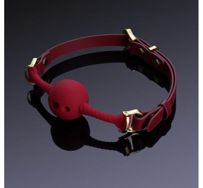 Кляп шарик с отверстиями в виде сердца UPKO Desire for Mouth Bondage Collection, красный