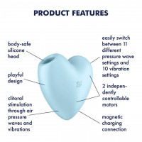 Клиторальный вакуумный вибратор в виде СЕРДЦА Satisfyer Cutie Heart голубой