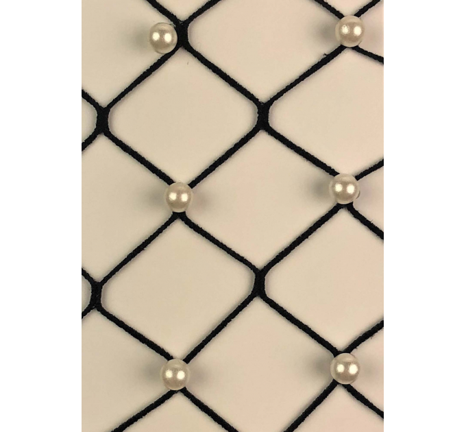 Колготки в сетку с жемчугом черные Leg Avenue Faux pearl fence net tights O/S