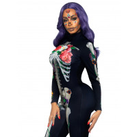 Комбінезон скелет із квітковим принтом Leg Avenue Floral skeleton catsuit S