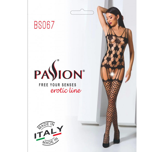 Комбинезон имитация корсета с чулками Passion BS067 black