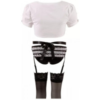 Костюм горничной Cottelli Collection Maid Set, 6 предметов, черно-белый, M