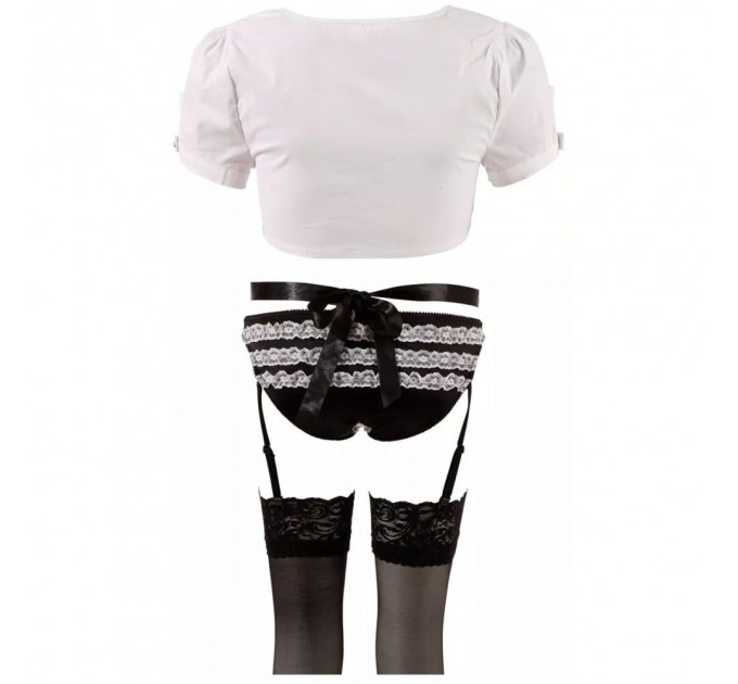 Костюм горничной Cottelli Collection Maid Set, 6 предметов, черно-белый, M