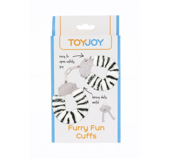 Наручники с мехом Зебра, Toy Joy