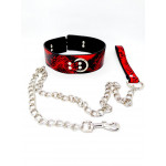 Ошейник с поводком DS Fetish snake skin под кожу змеи красный