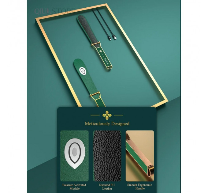 Паддл з електростимуляцією та додатком Qiui Smart Beat Pat, шкіряний, зелений Lockink