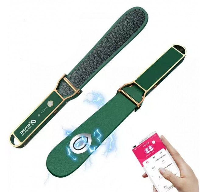 Паддл з електростимуляцією та додатком Qiui Smart Beat Pat, шкіряний, зелений Lockink