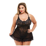 Пеньюар BACI Mini Lace Chemise кружевной, полупрозрачный, черный, XL