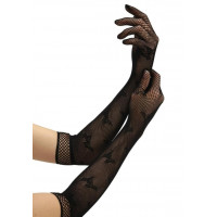 Перчатки в сеточку удлиненные с бабочками BACI Butterfly Lace Opera Gloves, черный