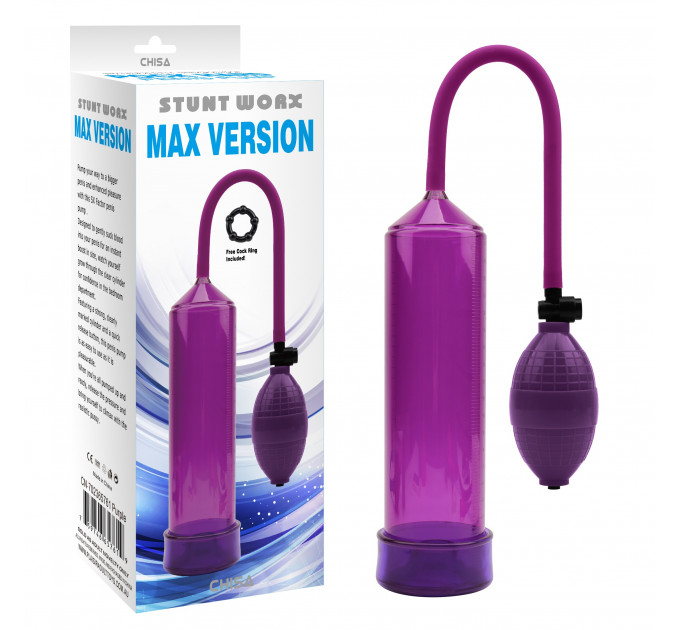 Помпа для увеличения члена Chisa Stunt Worx Max Version Penis Pump, фиолетовая