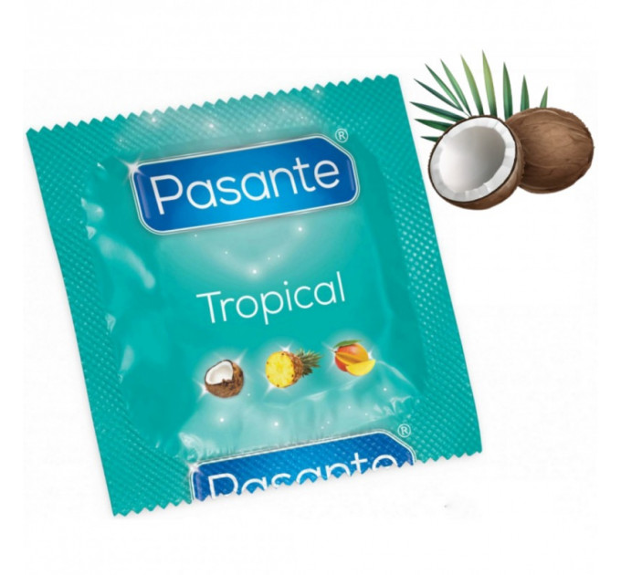 Презервативи зі смаком кокосу, 53мм, Рasante Tropical condoms, за 6 шт.