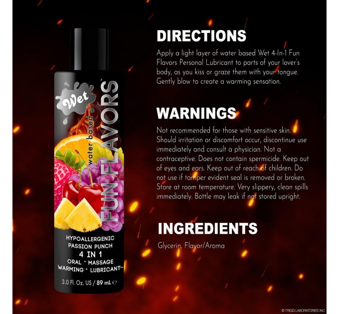 Розігрівач лубрикант Wet Fun Flavors Tropical Fruit Explosion (мультифрукт) 30 мл