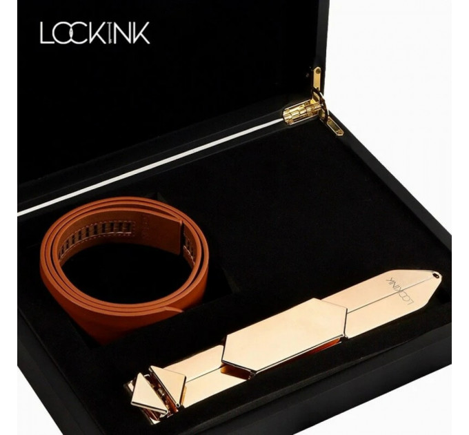 Ремень с регулируемой длиной Lockink, натуральная кожа и металл, коричневый