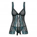 Пеньюар Obsessive Amanta babydoll чорно-Бірюзовий L/XL