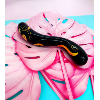Стеклянный фаллоимитатор двухсторонний Secret Kisses Handblown, черный