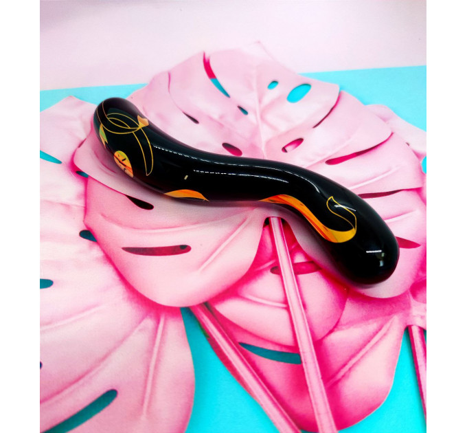 Стеклянный фаллоимитатор двухсторонний Secret Kisses Handblown, черный