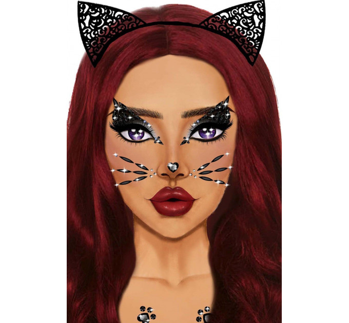 Стразы в виде маски котенка Animal Rhinestone Stick-On Jewels