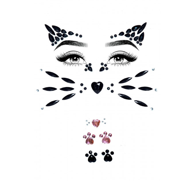Стразы в виде маски котенка Animal Rhinestone Stick-On Jewels