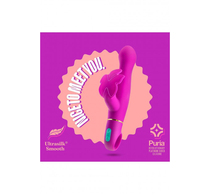 Вібратор з кліторальним відростком у вигляді метелика Blush Aria Naugnty AF рожевий